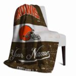 custom cleveland browns grunge texture brown white blanket best selling