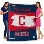 custom cleveland guardians paint strokes navy blue white blanket best selling