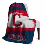 custom cleveland guardians paint strokes navy blue white blanket best selling