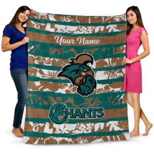 custom coastal carolina chanticleers floral stripes green white blanket fashion forward