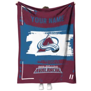 custom colorado avalanche paint strokes burgundy white blanket best selling