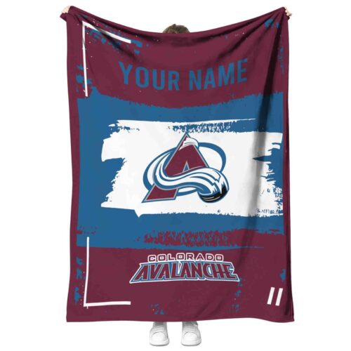custom colorado avalanche paint strokes burgundy white blanket best selling