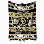 custom colorado buffaloes floral stripes gold white blanket best selling