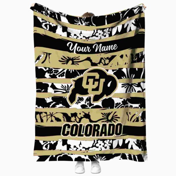 custom colorado buffaloes floral stripes gold white blanket best selling