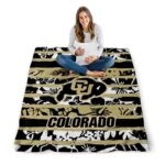 custom colorado buffaloes floral stripes gold white blanket high quality