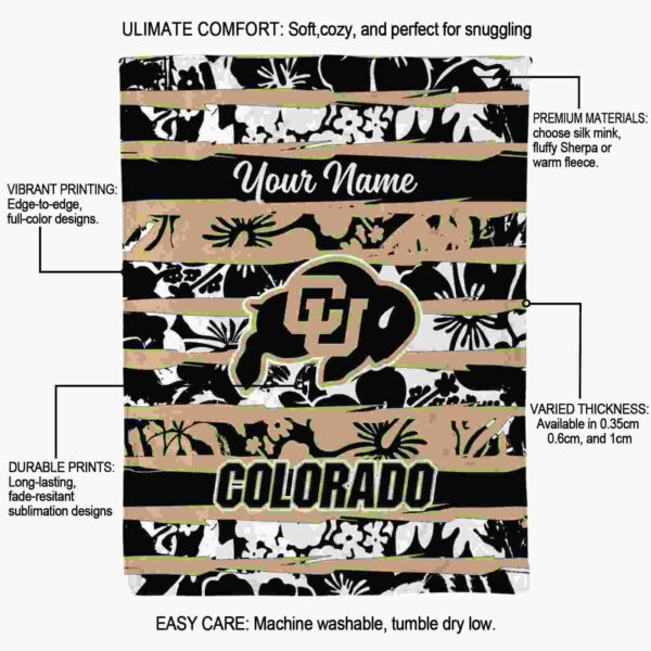 custom colorado buffaloes floral stripes gold white blanket new arrival