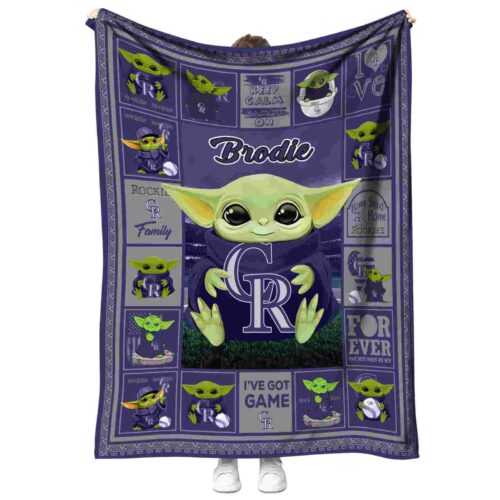 custom colorado rockies baby yoda blue blanket best selling