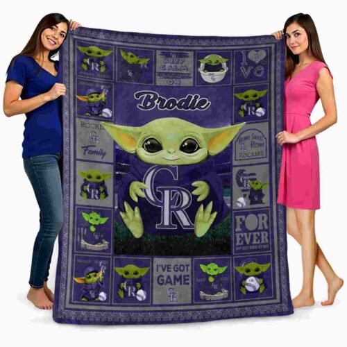 custom colorado rockies baby yoda blue blanket fashion forward