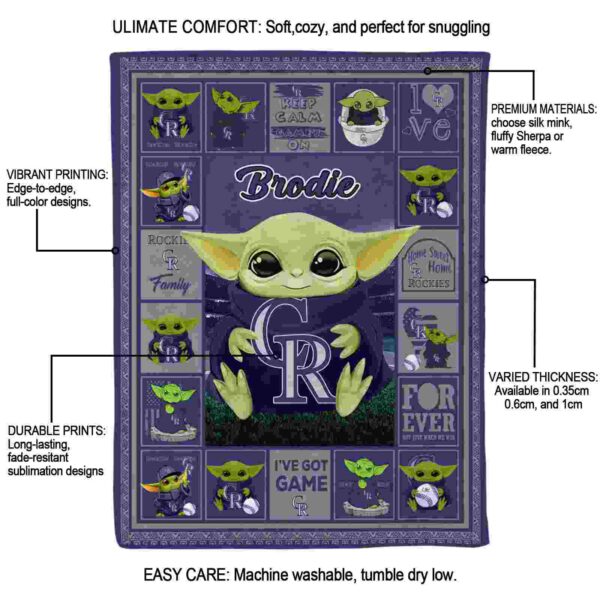 custom colorado rockies baby yoda blue blanket new arrival