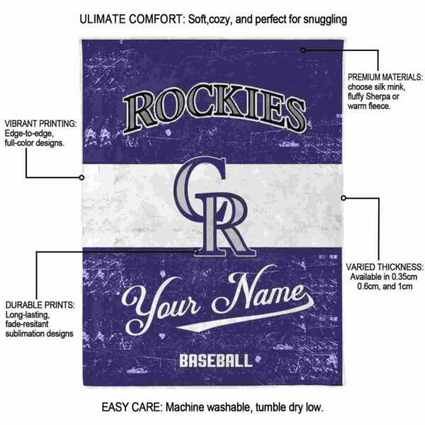 custom colorado rockies grunge texture blue white blanket new arrival
