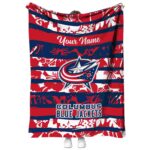 custom columbus blue jackets floral stripes navy blue white blanket best selling