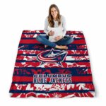 custom columbus blue jackets floral stripes navy blue white blanket best selling