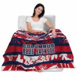 custom columbus blue jackets floral stripes navy blue white blanket best selling