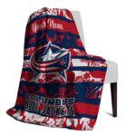 custom columbus blue jackets floral stripes navy blue white blanket best selling