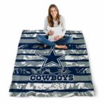 custom dallas cowboys floral stripes blue white blanket high quality