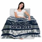 custom dallas cowboys floral stripes blue white blanket latest model