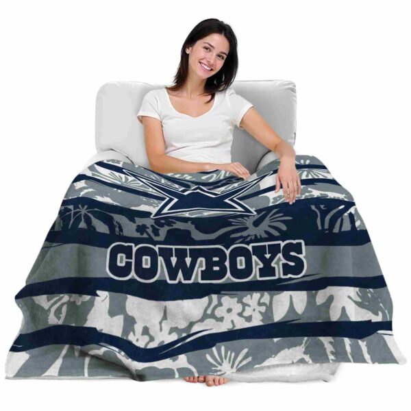 custom dallas cowboys floral stripes blue white blanket latest model