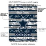 custom dallas cowboys floral stripes blue white blanket new arrival