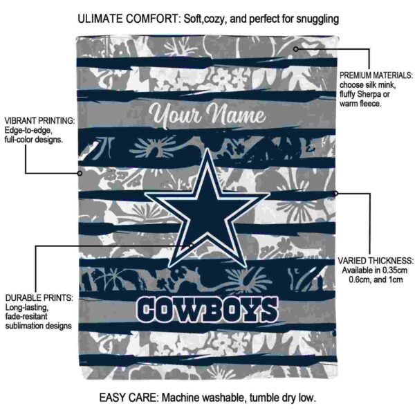 custom dallas cowboys floral stripes blue white blanket new arrival