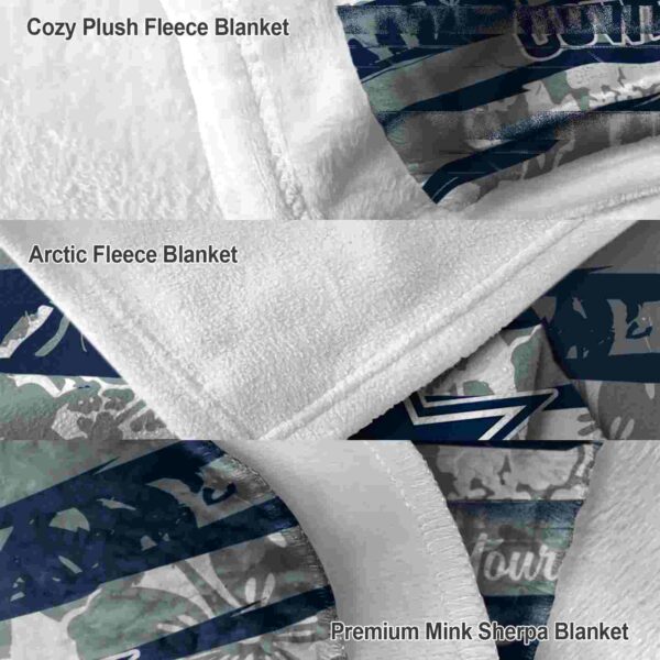 custom dallas cowboys floral stripes blue white blanket premium grade
