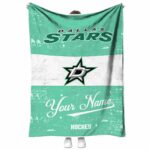 custom dallas stars grunge texture green white blanket best selling