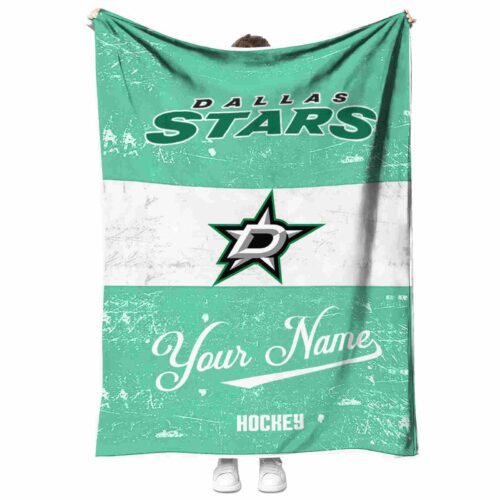 custom dallas stars grunge texture green white blanket best selling