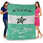 custom dallas stars grunge texture green white blanket best selling