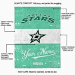 custom dallas stars grunge texture green white blanket best selling