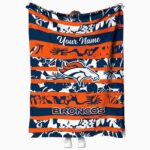 custom denver broncos floral stripes orange white blanket best selling