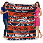 custom denver broncos floral stripes orange white blanket best selling