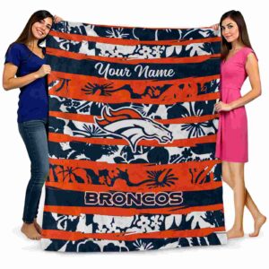 custom denver broncos floral stripes orange white blanket fashion forward
