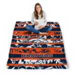 custom denver broncos floral stripes orange white blanket best selling