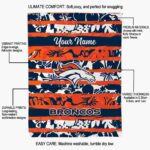 custom denver broncos floral stripes orange white blanket best selling