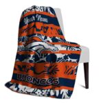 custom denver broncos floral stripes orange white blanket best selling