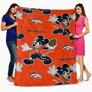 custom denver broncos mickey orange blanket fashion forward
