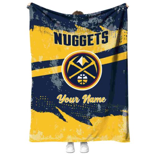 custom denver nuggets grunge streaks blue blanket best selling