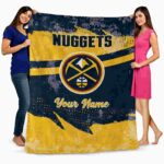 custom denver nuggets grunge streaks blue blanket best selling