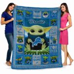 custom detroit lions baby yoda blue blanket fashion forward