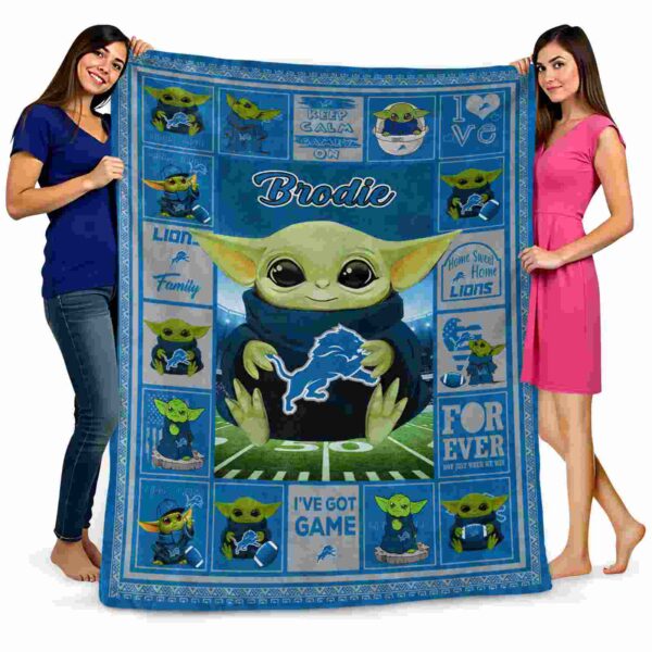 custom detroit lions baby yoda blue blanket fashion forward