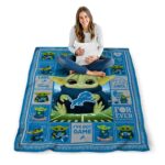 custom detroit lions baby yoda blue blanket high quality