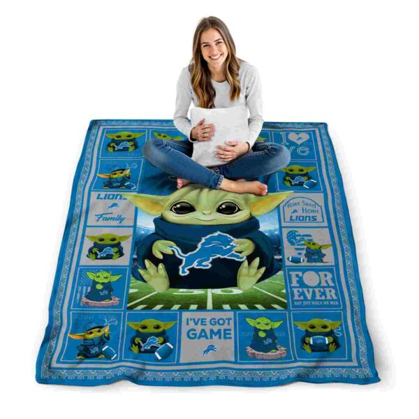 custom detroit lions baby yoda blue blanket high quality