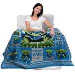 custom detroit lions baby yoda blue blanket latest model