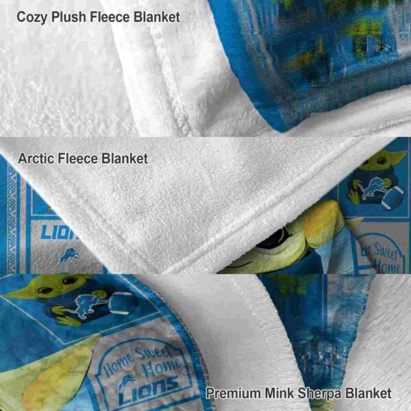 custom detroit lions baby yoda blue blanket premium grade