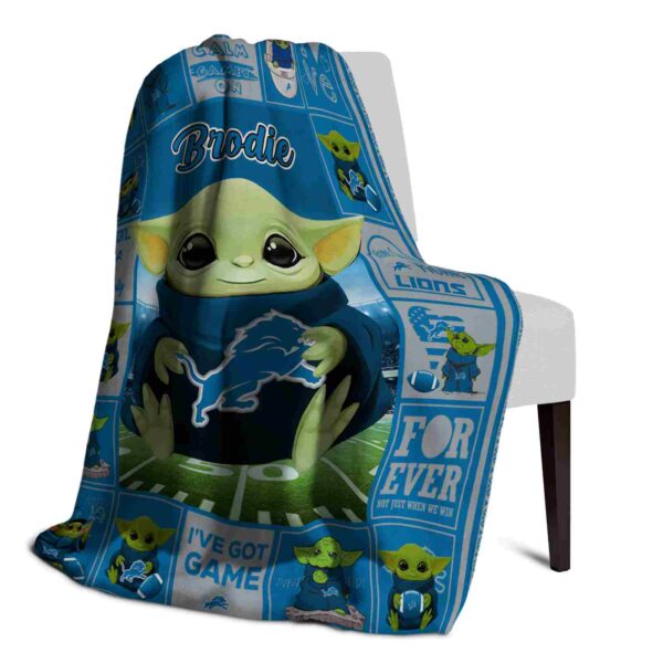 custom detroit lions baby yoda blue blanket top rated