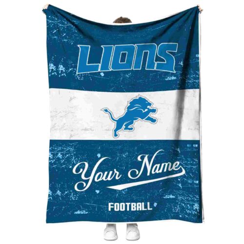 custom detroit lions grunge texture blue white blanket best selling