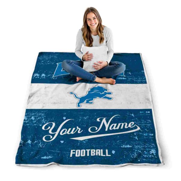 custom detroit lions grunge texture blue white blanket high quality