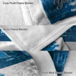 custom detroit lions grunge texture blue white blanket premium grade
