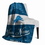 custom detroit lions grunge texture blue white blanket top rated
