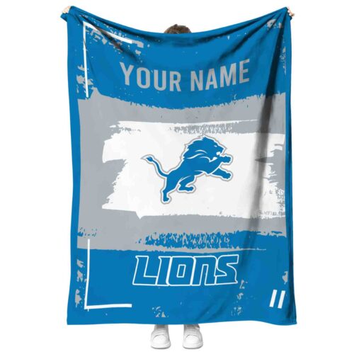 custom detroit lions paint strokes blue white blanket best selling