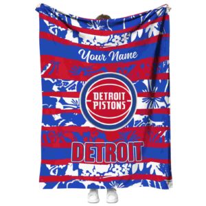 custom detroit pistons floral stripes red white blanket best selling